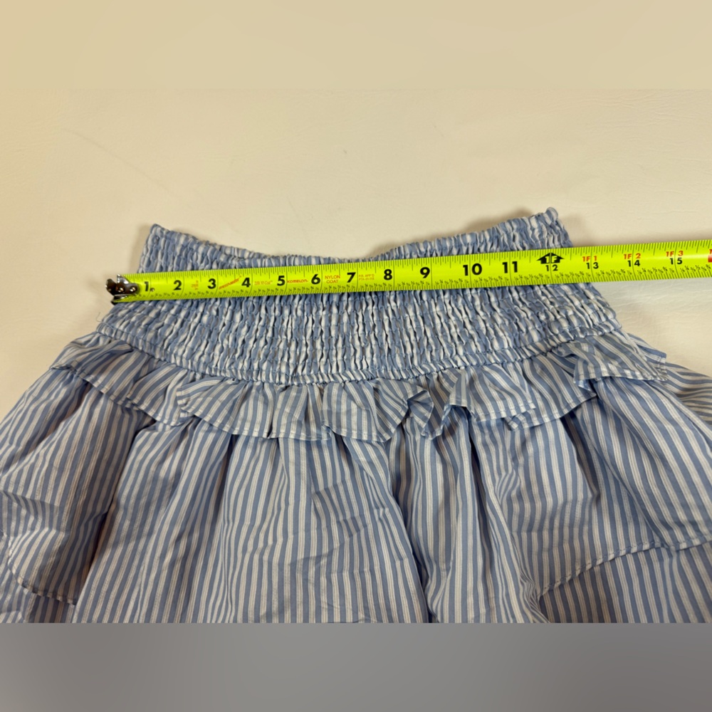 NWT DO+BE Savannah Skirt small smocked waist ruffled skirt, blue white (bin Q) - Picture 6 of 11